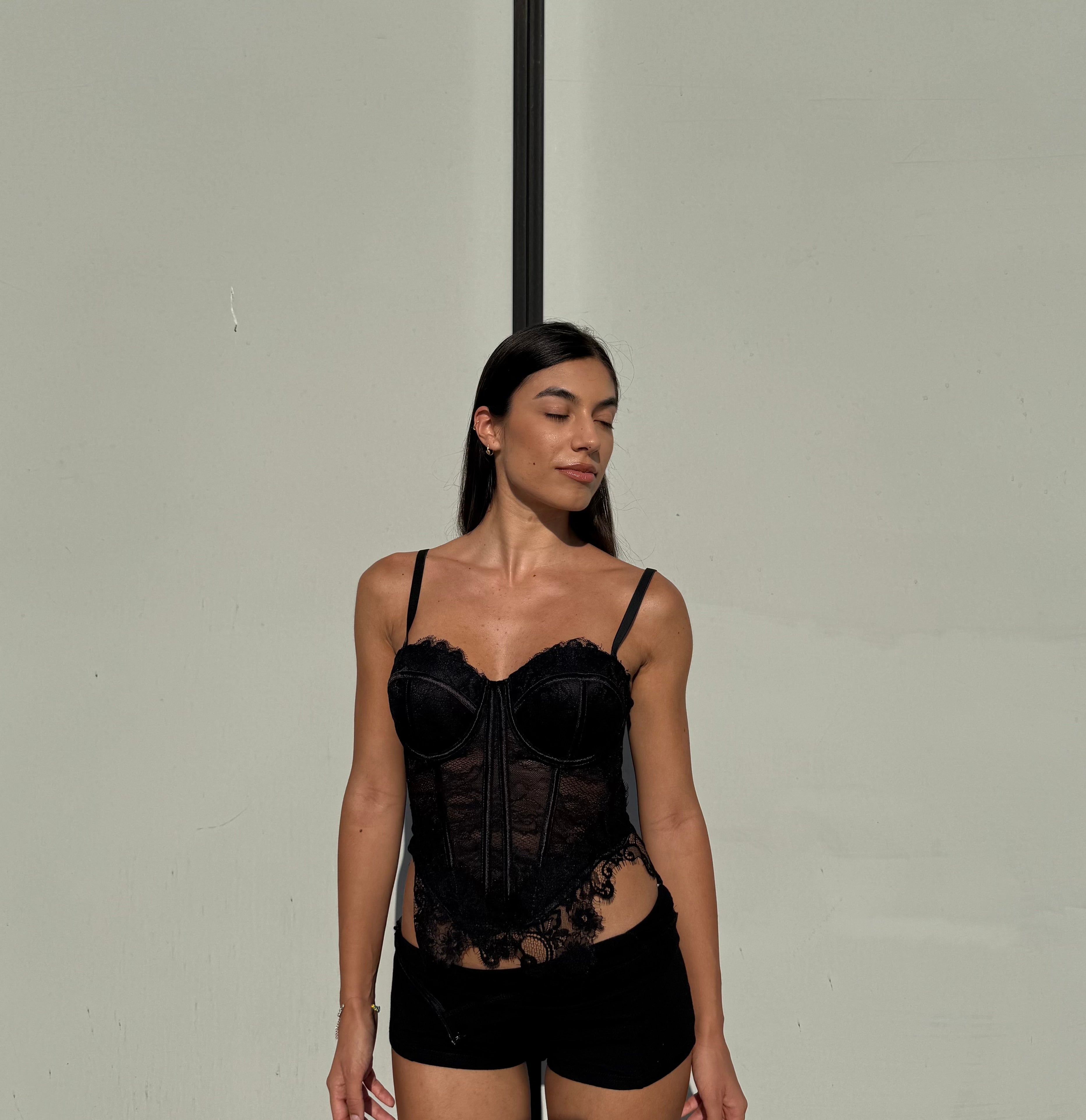 CORSETTO IN PIZZO - NERO