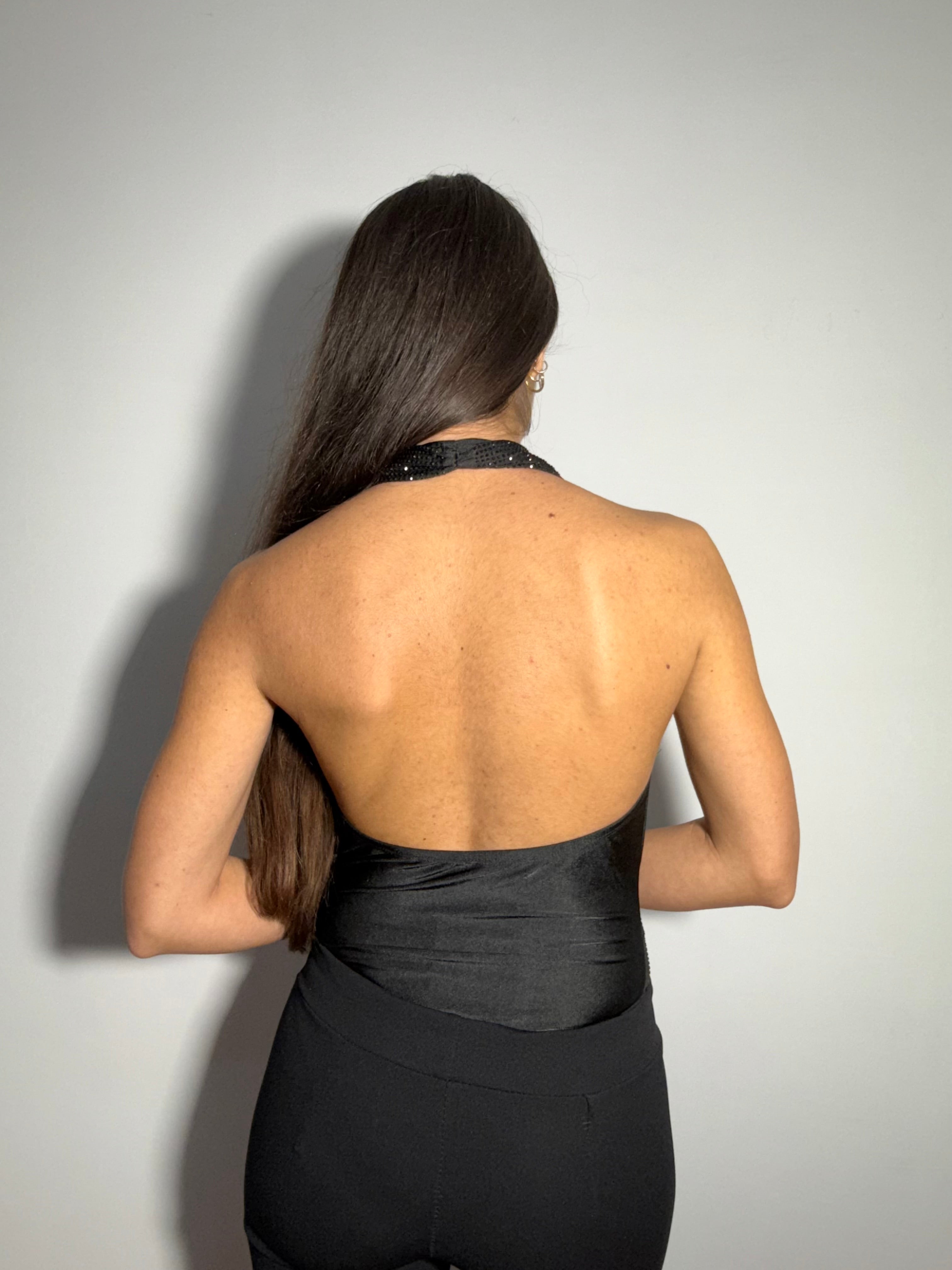 BODY CON STRASS - NERO