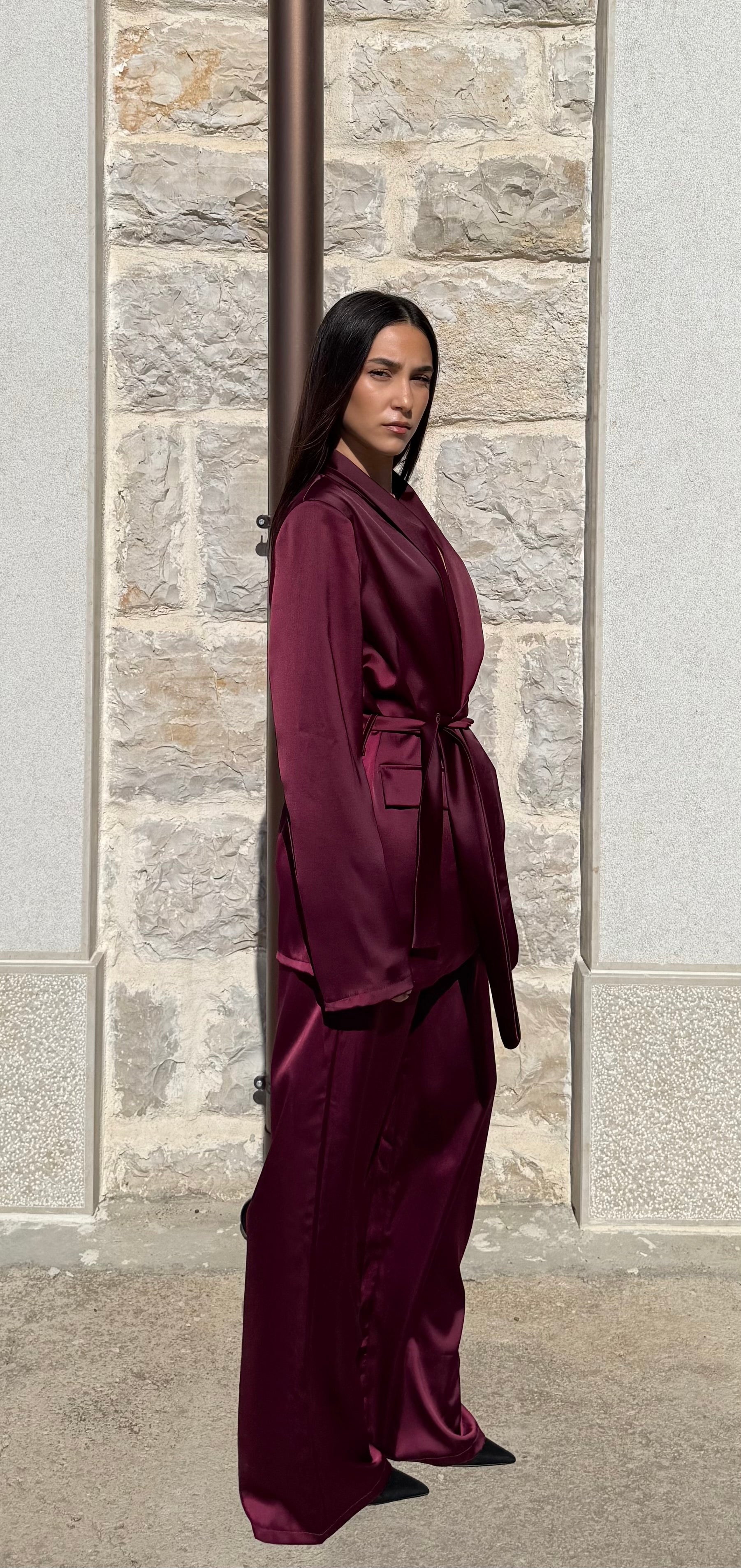 TAILLEUR SATIN - BORDEAUX