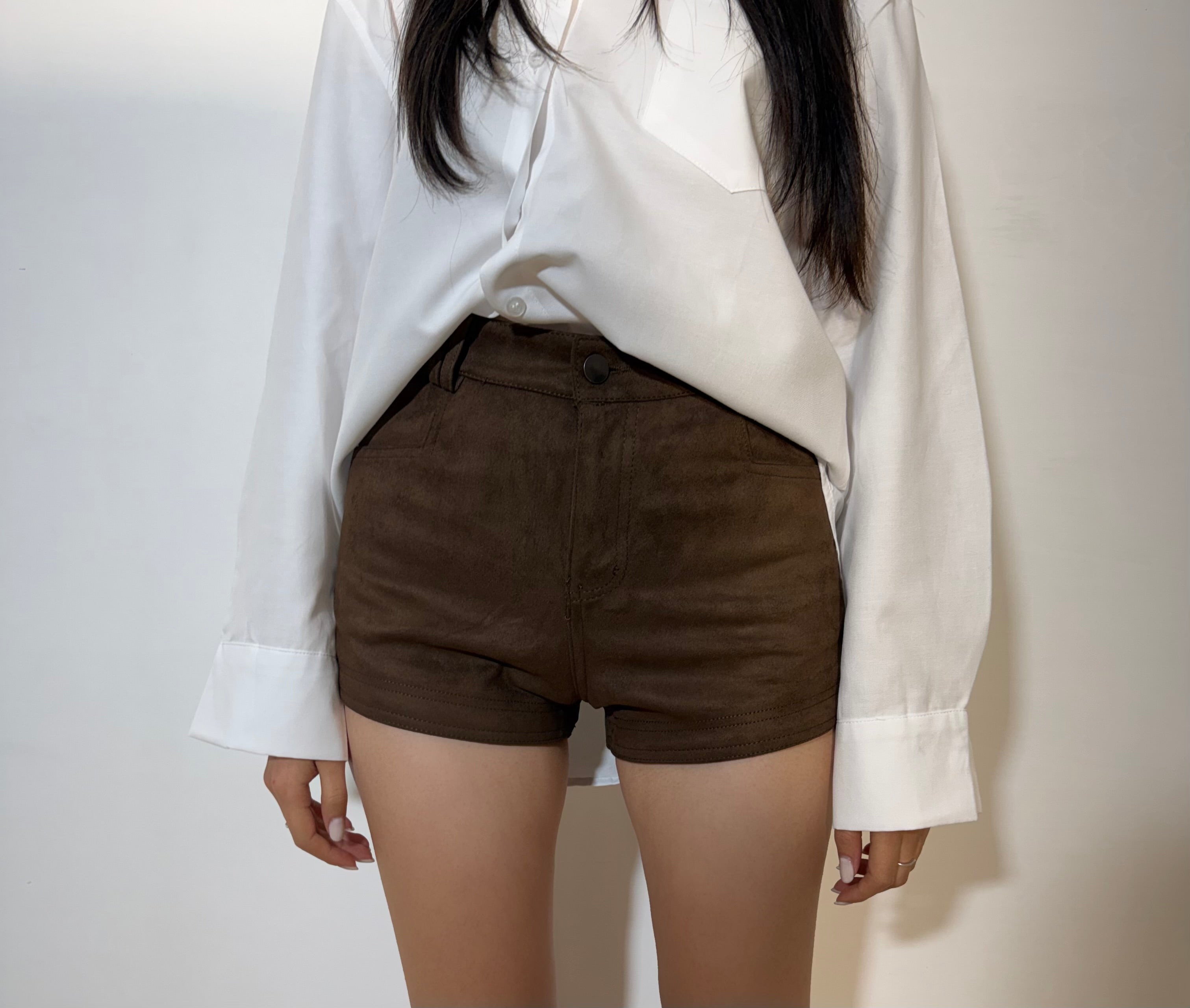 PANTALONCINO CAMOSCIO - MARRONE