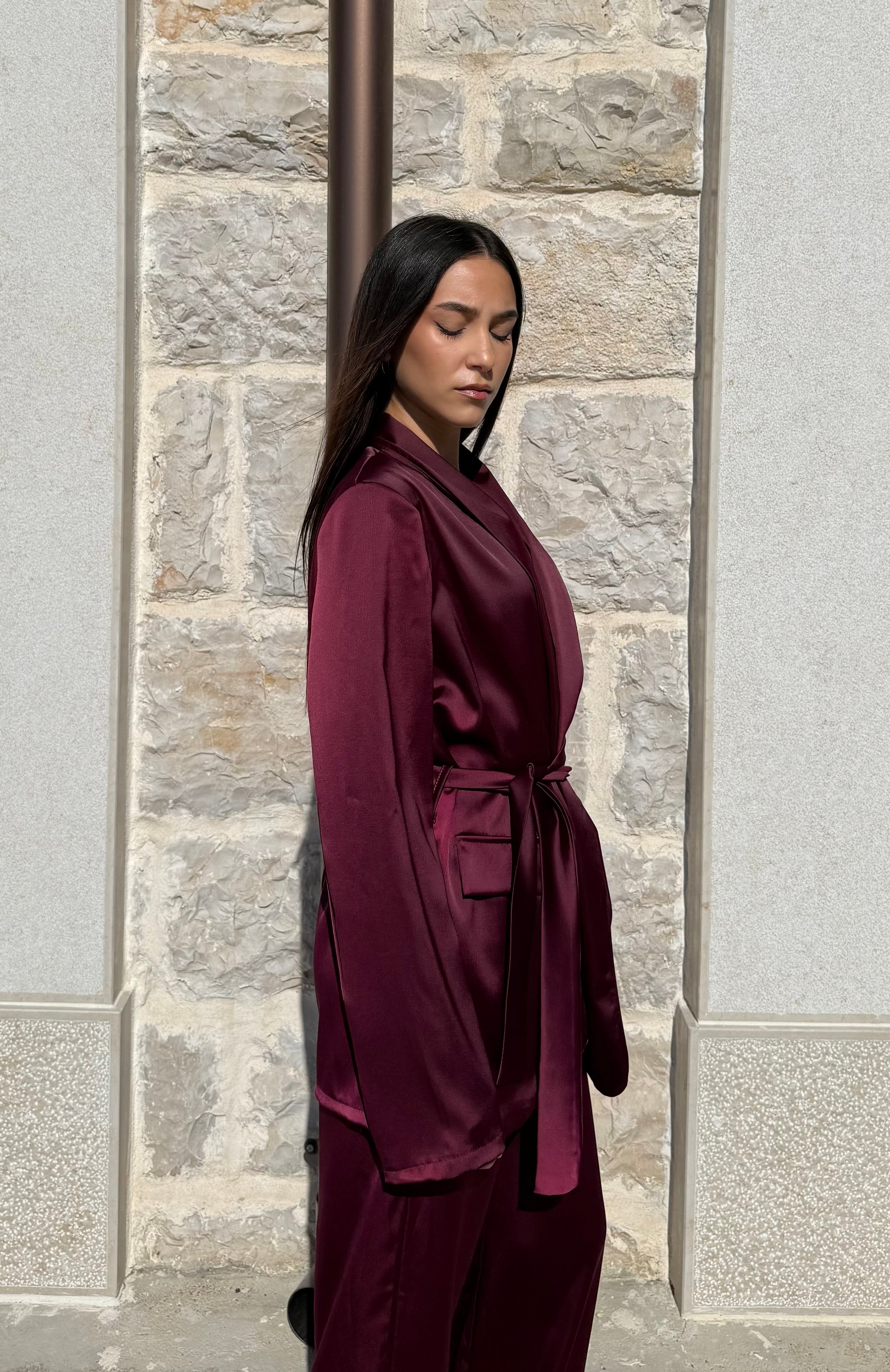 TAILLEUR SATIN - BORDEAUX