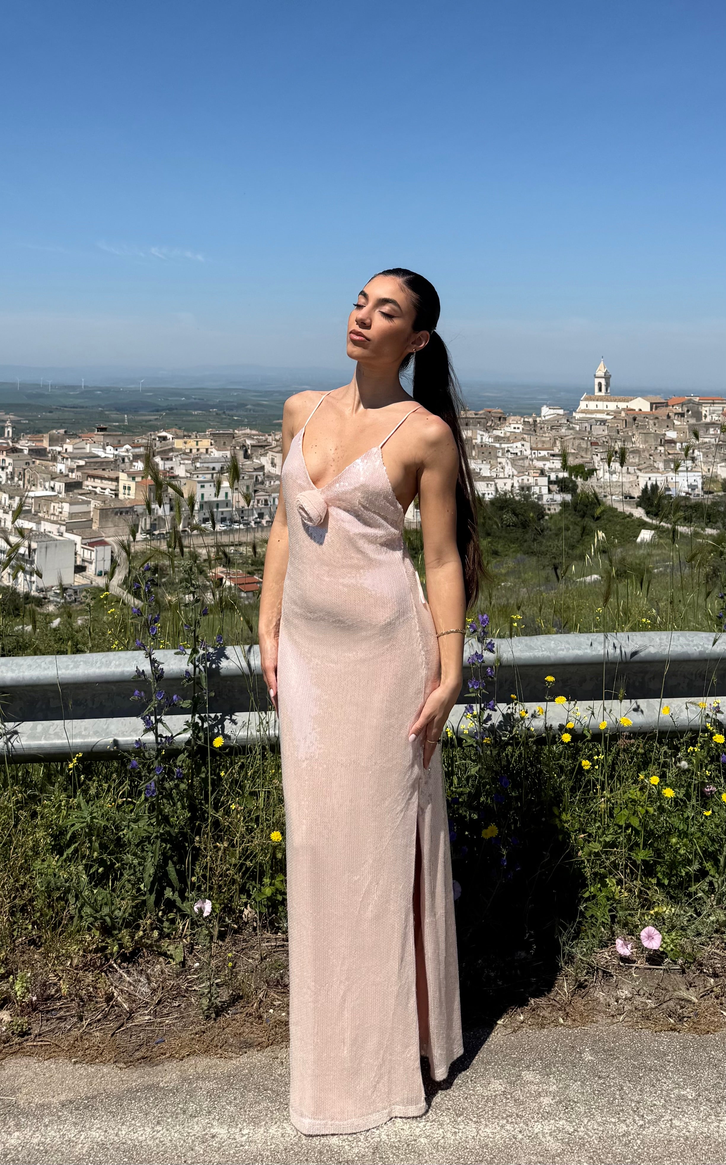 ABITO CON PAILLETTES OPHIDIA - ROSA