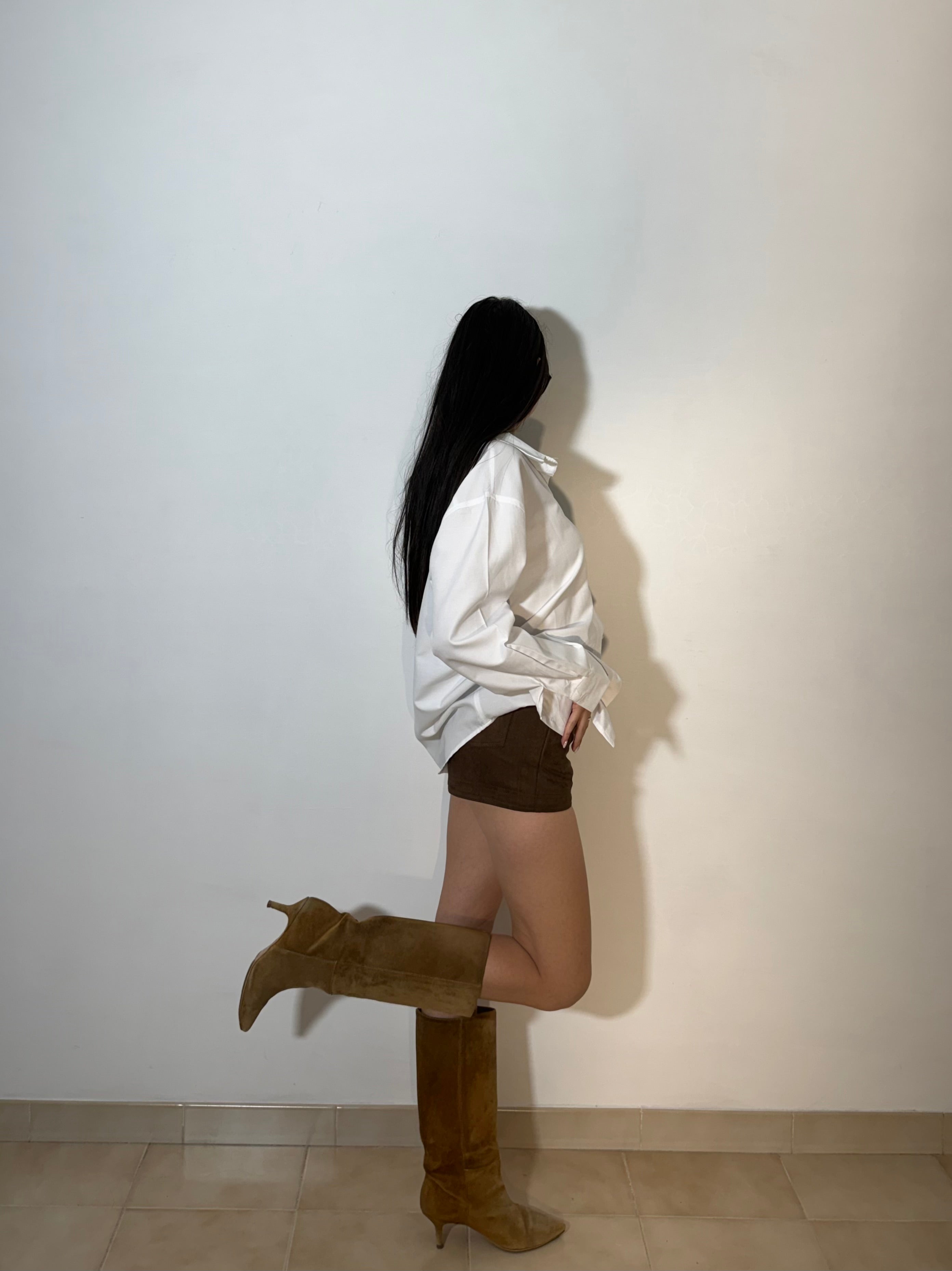 PANTALONCINO CAMOSCIO - MARRONE